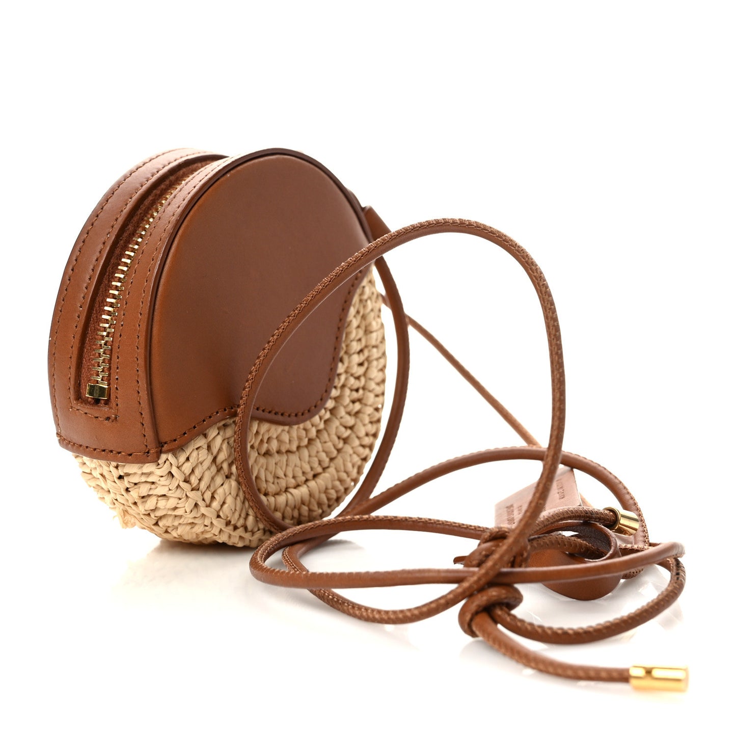 Raffia Round Camera Bag Beige Naturel