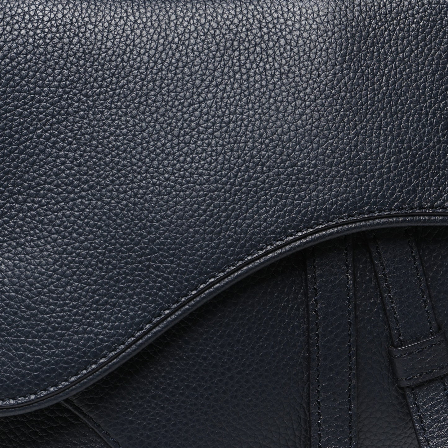 Grained Calfskin Saddle Bag Navy Blue