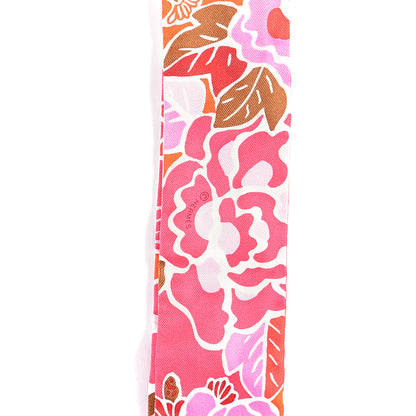 Hermes Silk Bingata Twilly Fuchsia Corail Brun 3 of 4