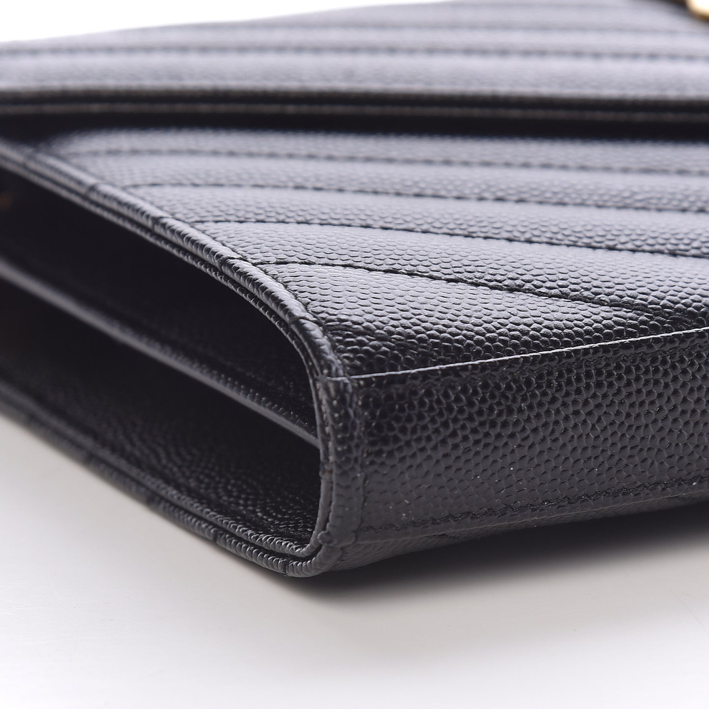 Grain De Poudre Matelasse Chevron Monogram Chain Wallet Black