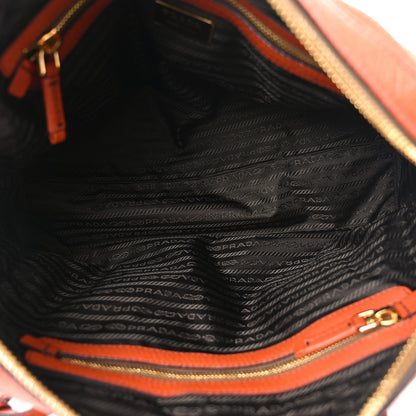 Prada Vitello Daino Buckle Satchel Orange 5 of 9