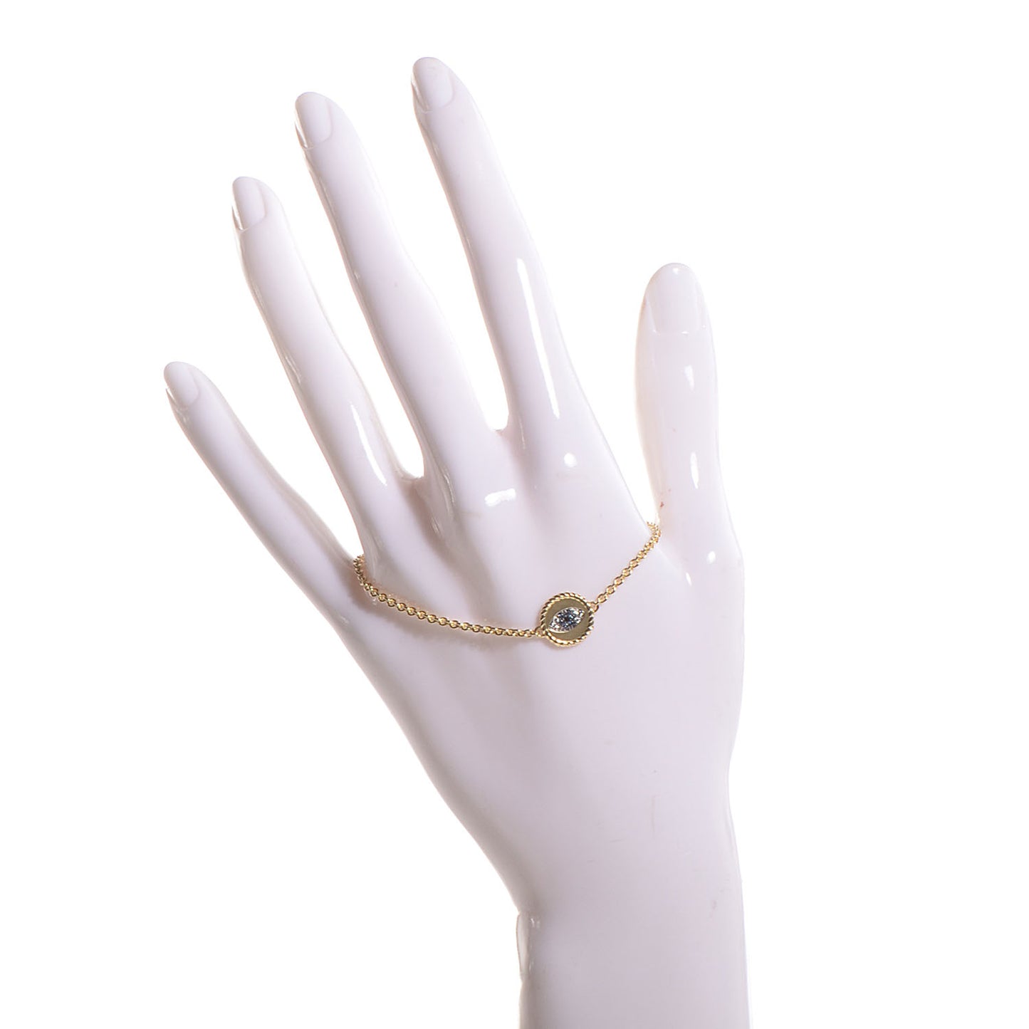 18K Yellow Gold Diamond Blue Sapphire Cable Collectibles Evil Eye Bracelet