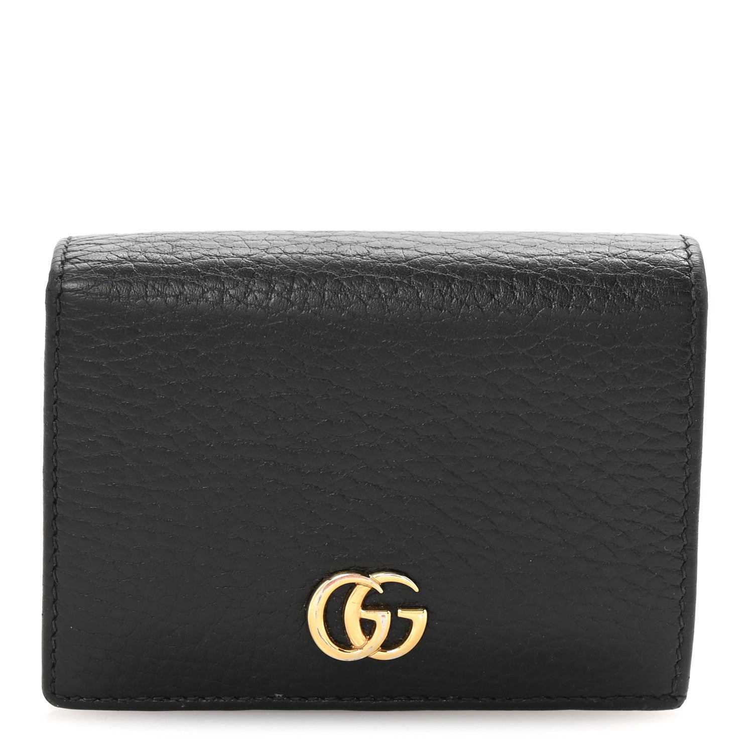 Gucci Pebbled Calfskin GG Marmont Card Case Black 2 of 14