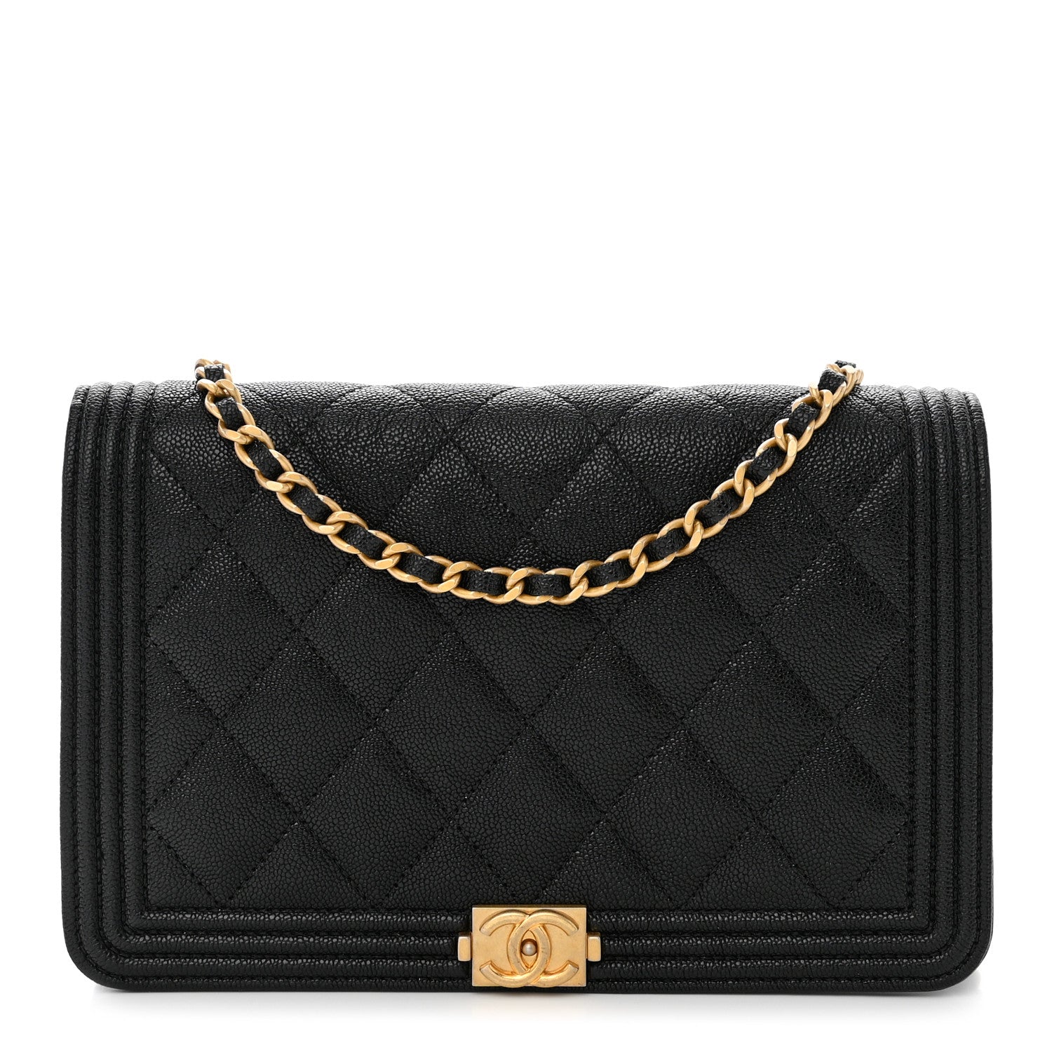 Chanel Caviar Quilted Boy Wallet On Chain WOC Black 1 of 13