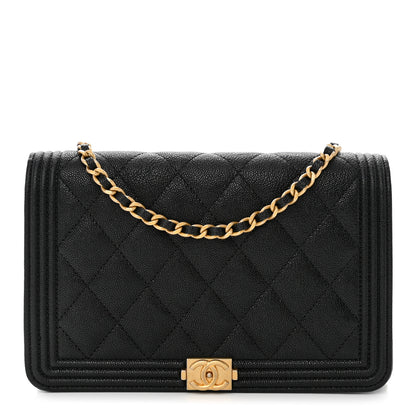 Chanel Caviar Quilted Boy Wallet On Chain WOC Black 1 of 13