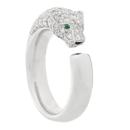Cartier 18K White Gold Diamond Black Onyx Emerald Panthere De Cartier Ring 51 5.75 1 of 6