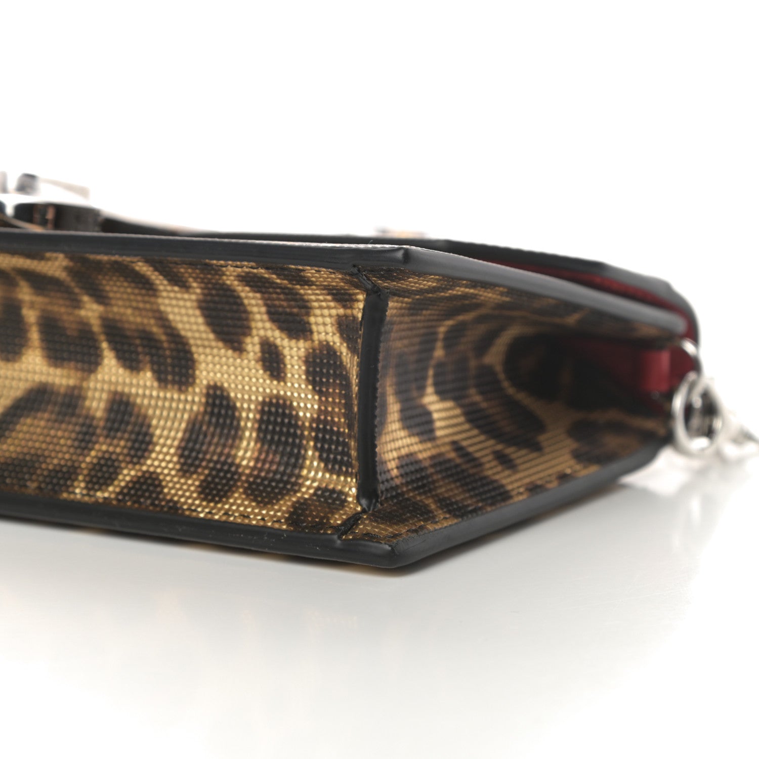 Christian Louboutin Metallic Calfskin Coins Leopard Print Small Elisa Baguette Gold Silver 9 of 10