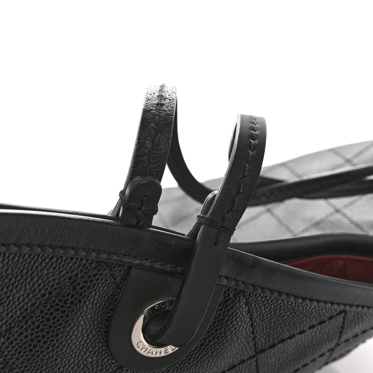 Grained Calfskin Large Shopping Fever Tote Black