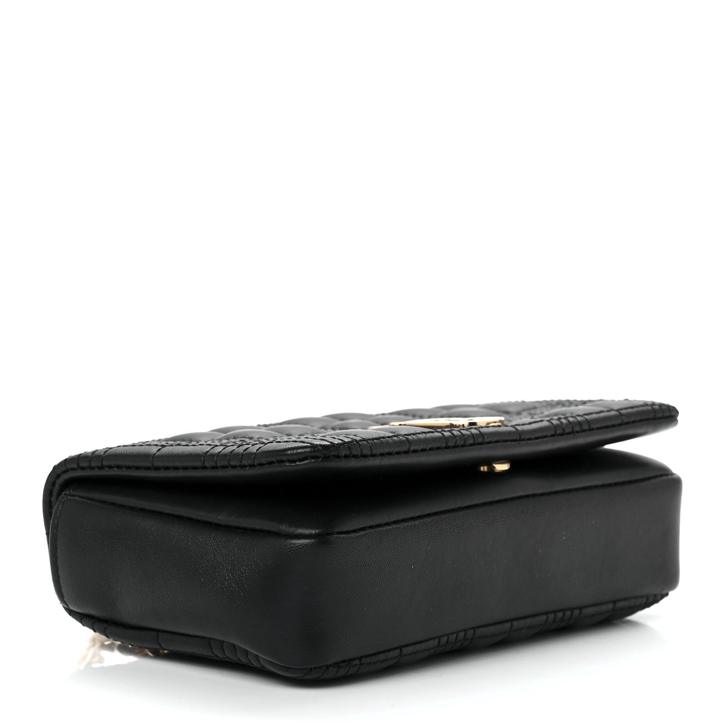 Grainy Calfskin Quilted Mini Lola Bag Black