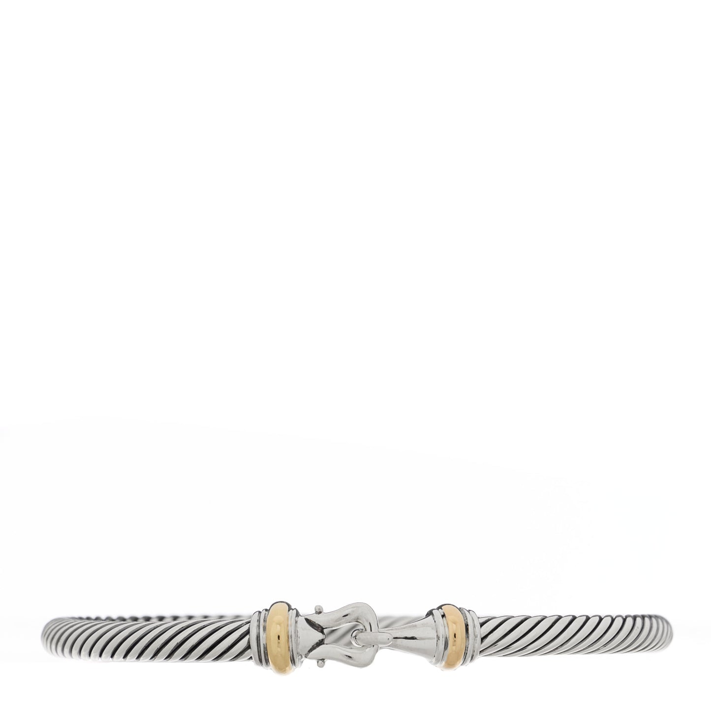 Sterling Silver 18K Yellow Gold 4mm Cable Classic Buckle Bracelet