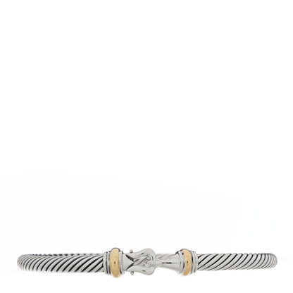 David Yurman Sterling Silver 18K Yellow Gold 4mm Cable Classic Buckle Bracelet 1 of 3