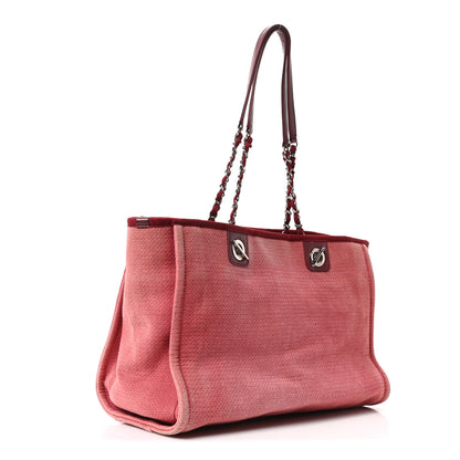 Chanel Canvas Small Deauville Tote Red 3 of 10