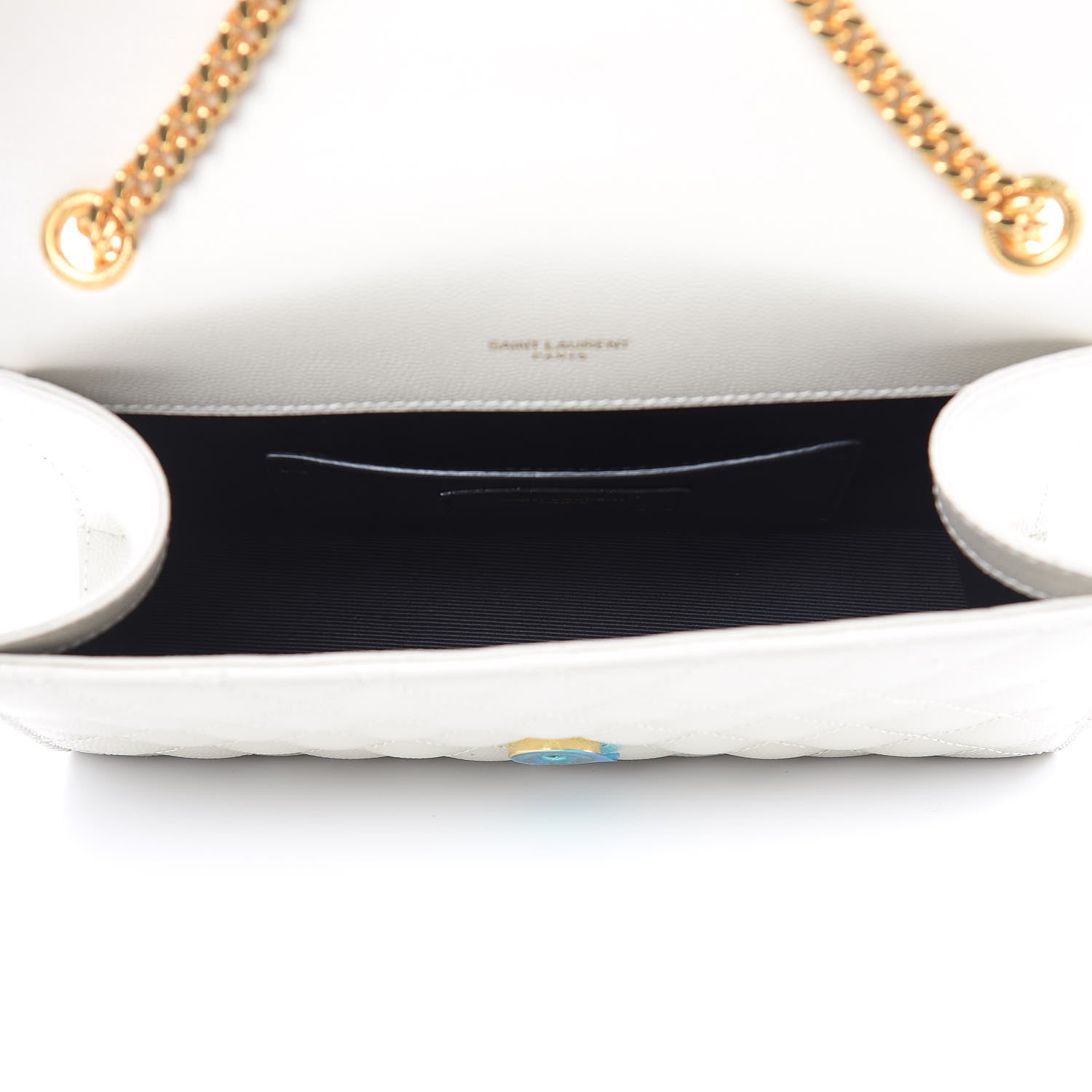 Saint Laurent Grain De Poudre Textured Mixed Matelasse Triquilt Small Monogram Satchel Crema Soft 5 of 11