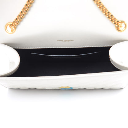 Saint Laurent Grain De Poudre Textured Mixed Matelasse Triquilt Small Monogram Satchel Crema Soft 5 of 11