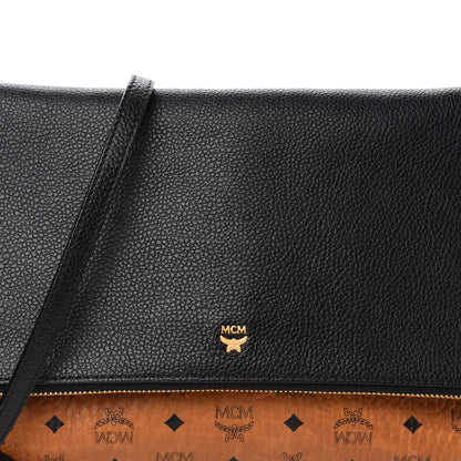 MCM Visetos Corina Foldover Crossbody Bag Cognac Black 10 of 10