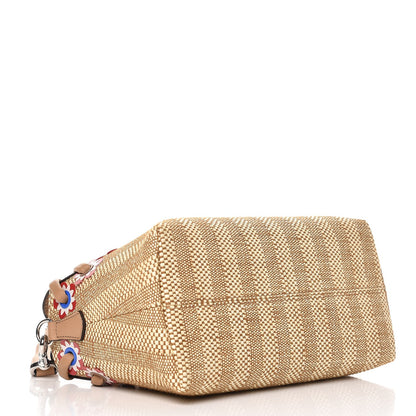 Fendi Paglia Vitello Dolce Flowerland Lace Up Striped Medium By The Way Boston Bag Natural Cuoio Multicolor 4 of 9