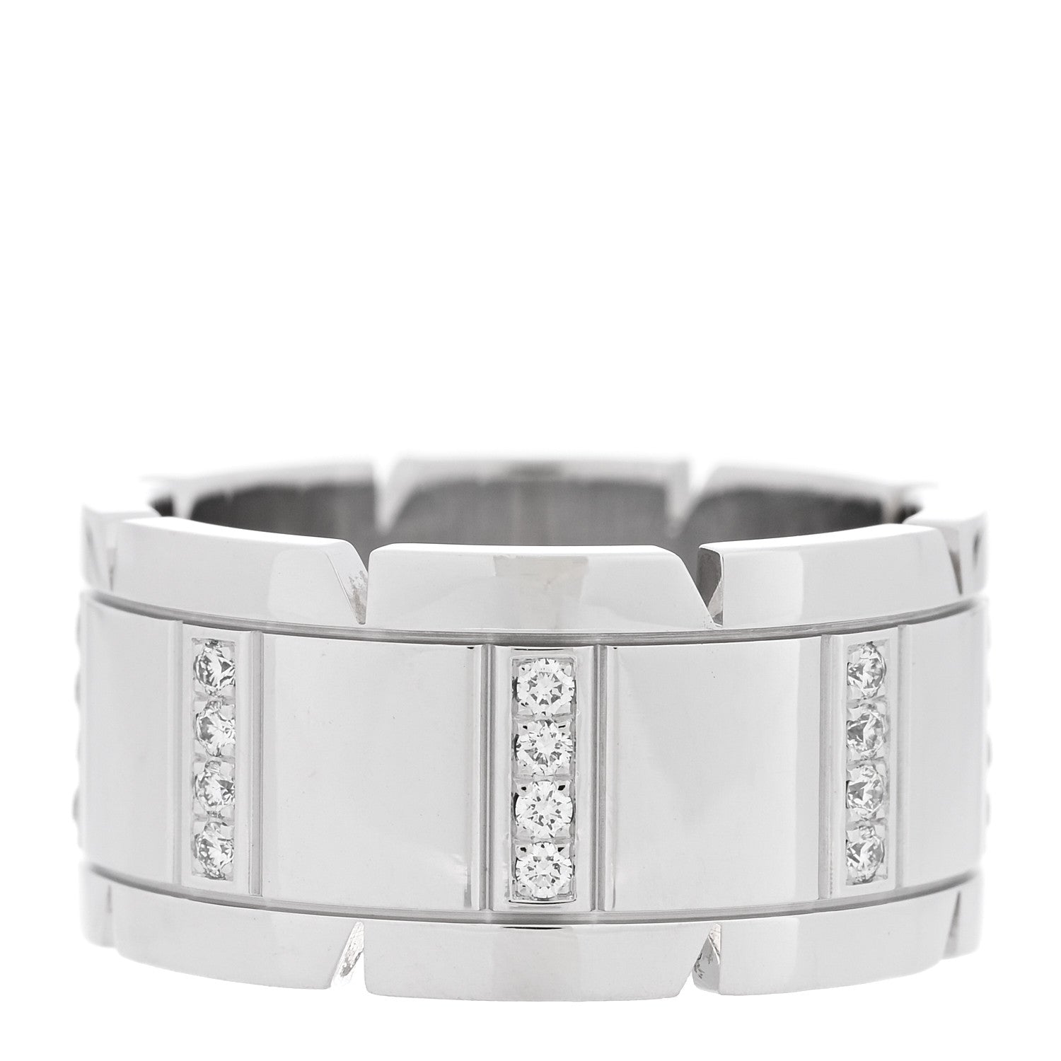 Cartier 18K White Gold Diamond 11mm Tank Francaise Ring 59 8.75 1 of 5