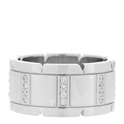 Cartier 18K White Gold Diamond 11mm Tank Francaise Ring 59 8.75 1 of 5