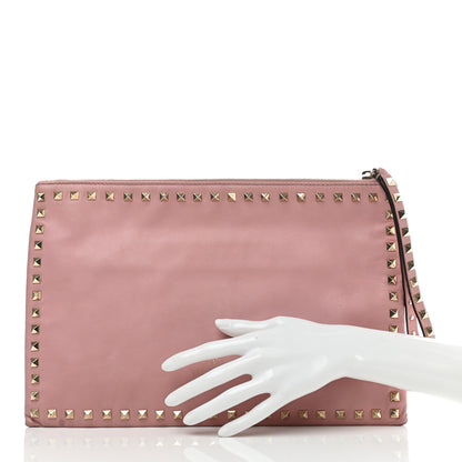 Valentino Garavani Vitello Large Rockstud Zip Wristlet Pouch Pop Gardenia 2 of 15