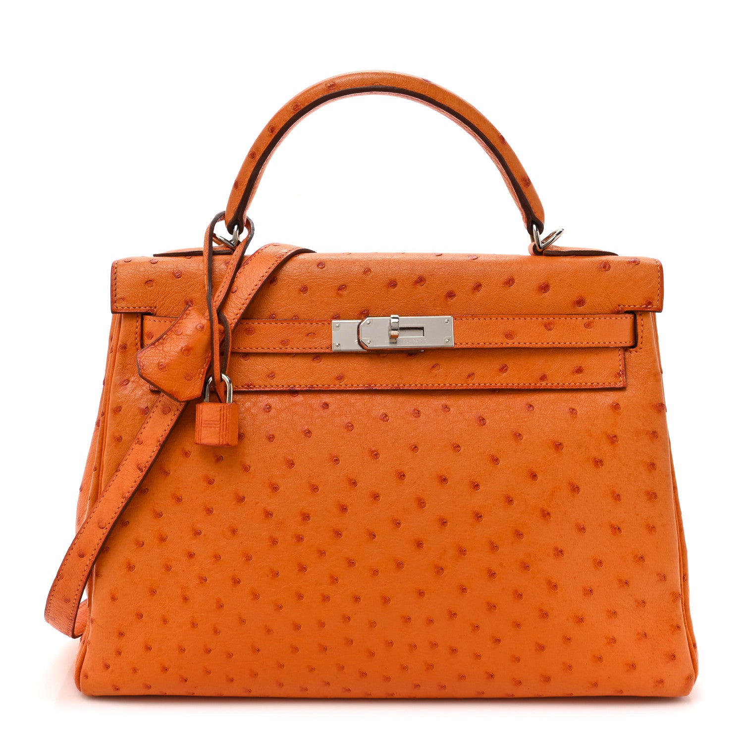 Hermes Ostrich Kelly Retourne 32 Orange 1 of 20