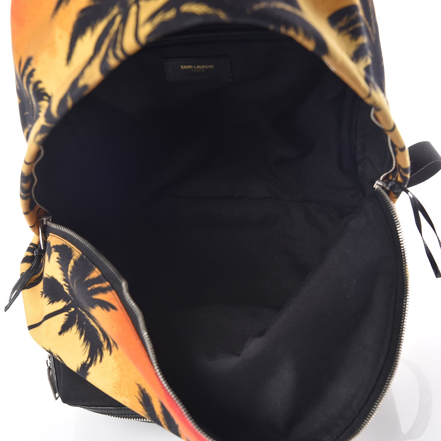 Saint Laurent Nylon Palm Tree Sunset Print Hunting Backpack Red Yellow Black 7 of 14