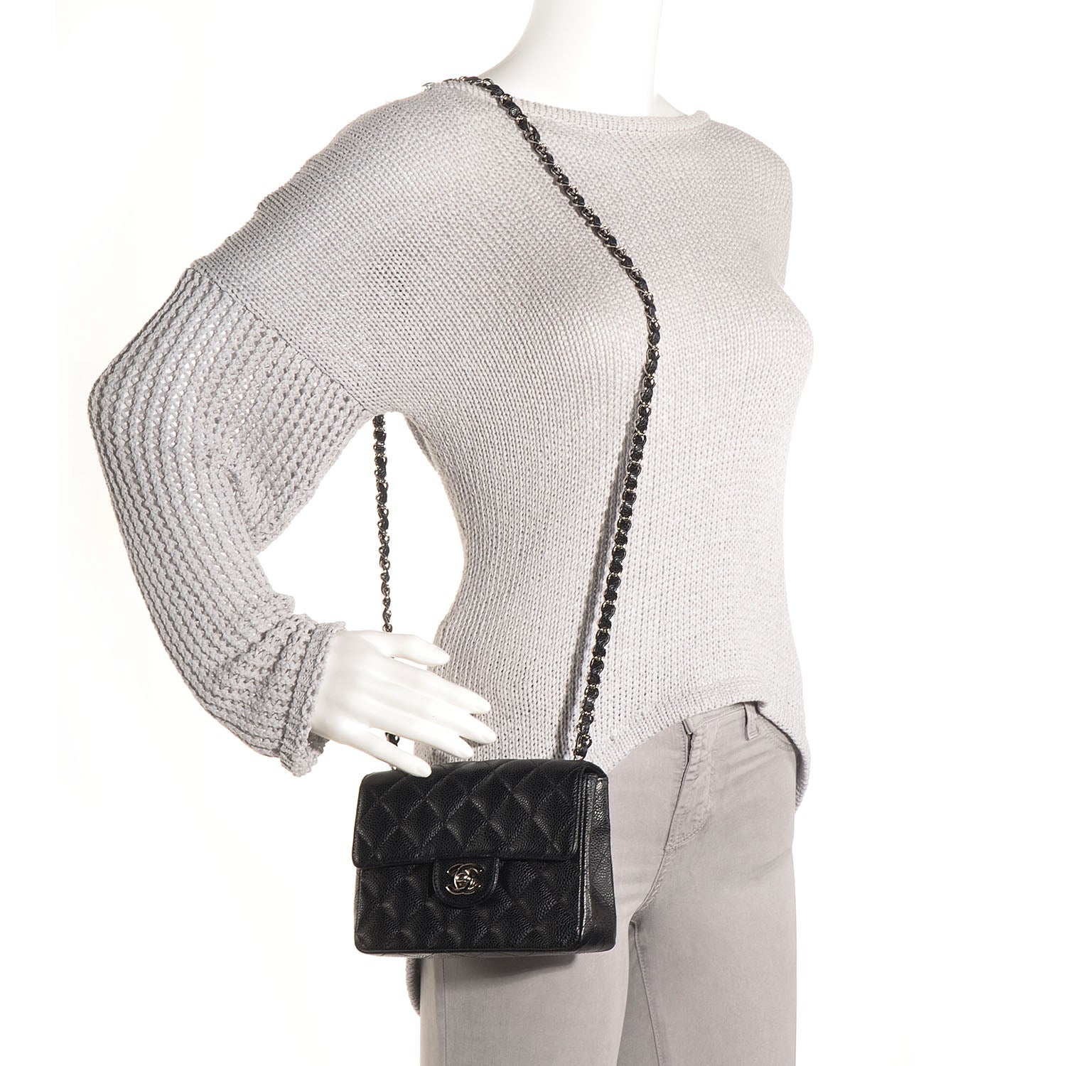 Chanel Caviar Quilted Mini Square Flap Bag Black 2 of 9