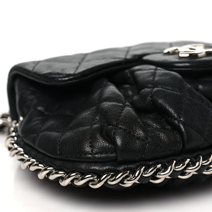 Chanel Washed Lambskin Quilted Mini Chain Around Flap Black 9 of 10