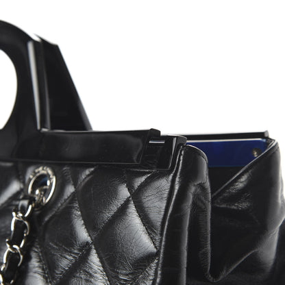 Chanel Glazed Calfskin Quilted Large CC Delivery Tote Black 11 of 12