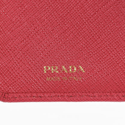 Prada Saffiano Metal Compact Wallet Peonia 6 of 6