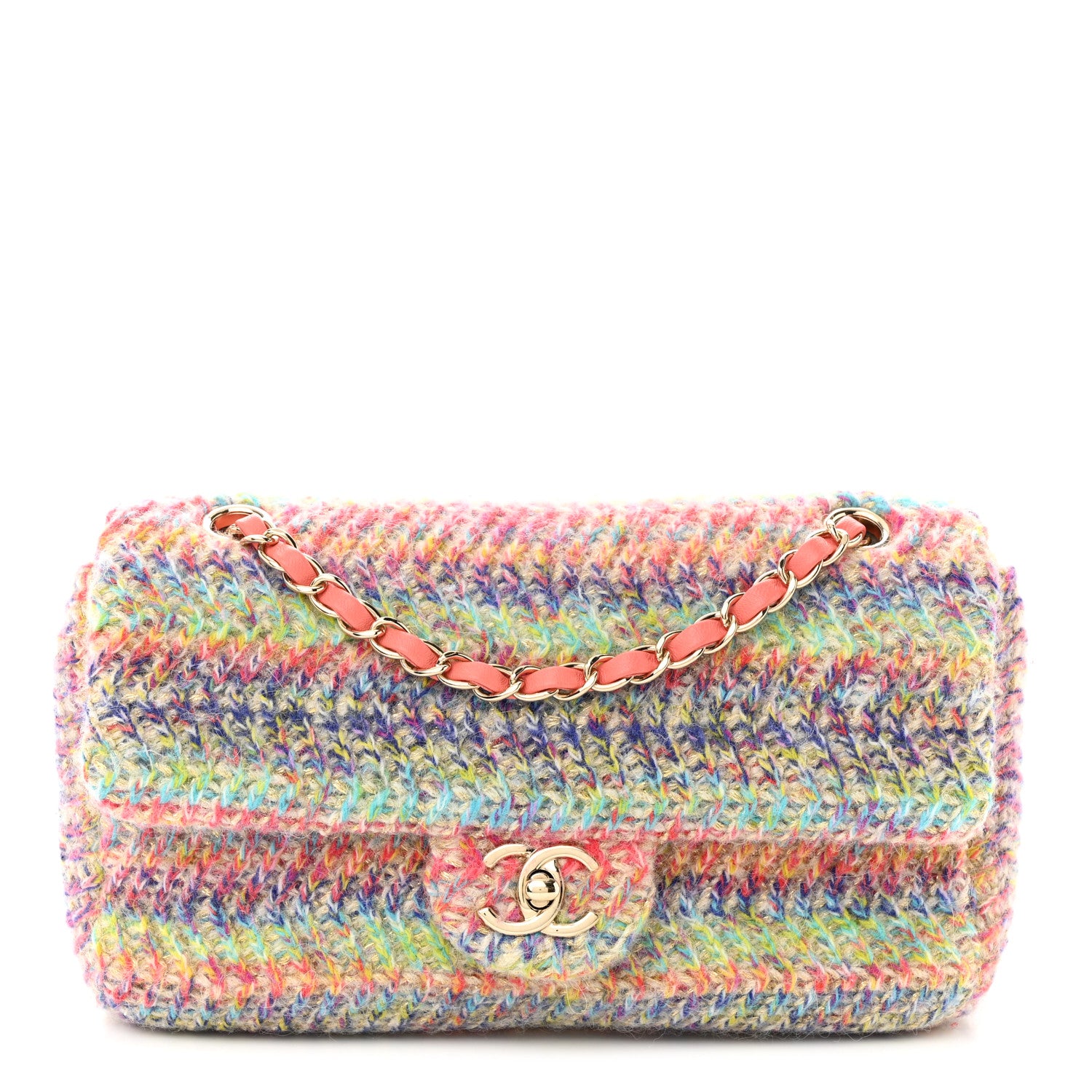 Chanel Knit Small Flap Orange Multicolor 1 of 10