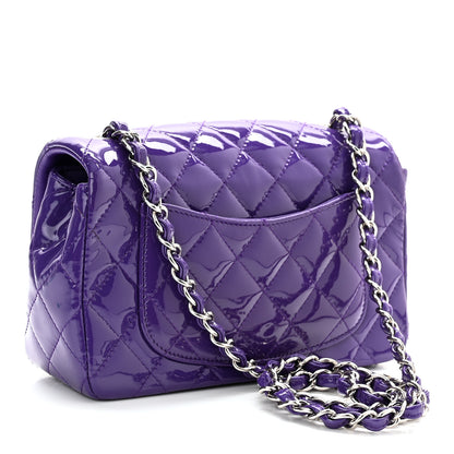Chanel Patent Quilted Mini Rectangular Flap Purple 2 of 9