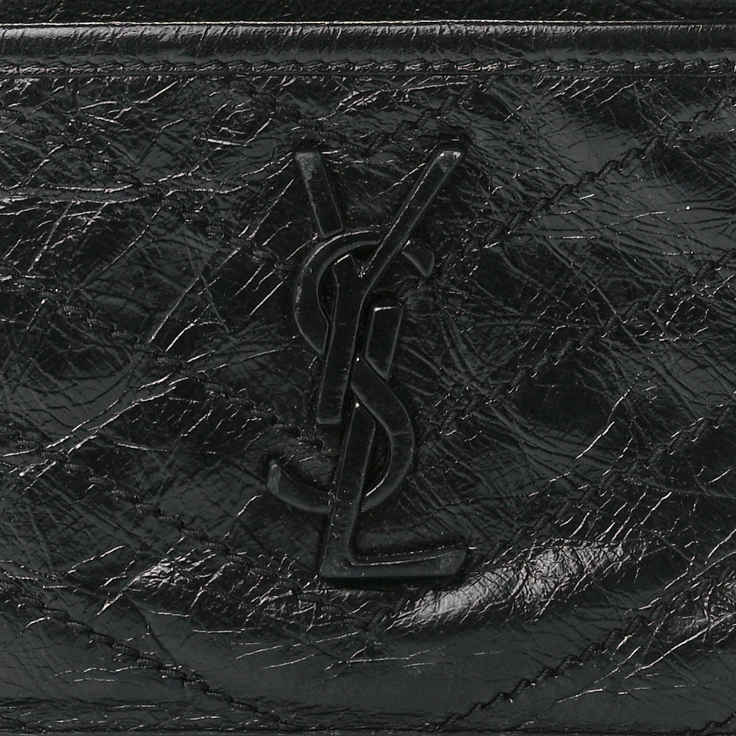 Crinkled Calfskin Matelasse Monogram Niki Bill Pouch Black