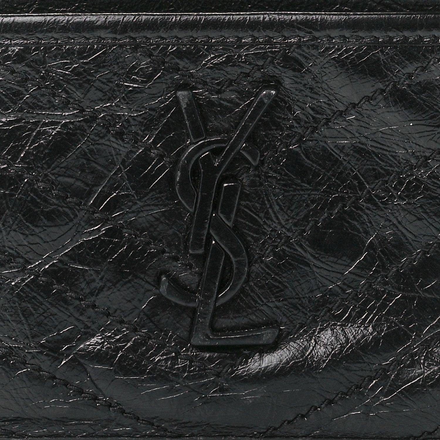 Saint Laurent Crinkled Calfskin Matelasse Monogram Niki Bill Pouch Black 9 of 12