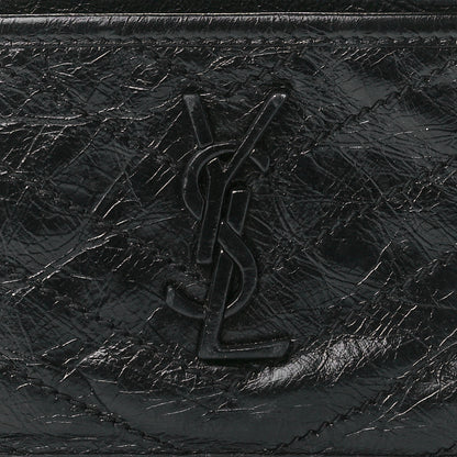 Saint Laurent Crinkled Calfskin Matelasse Monogram Niki Bill Pouch Black 9 of 12