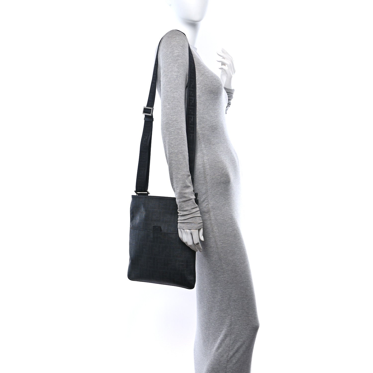 Fendi Zucca Spalmati Messenger Bag Black 2 of 10