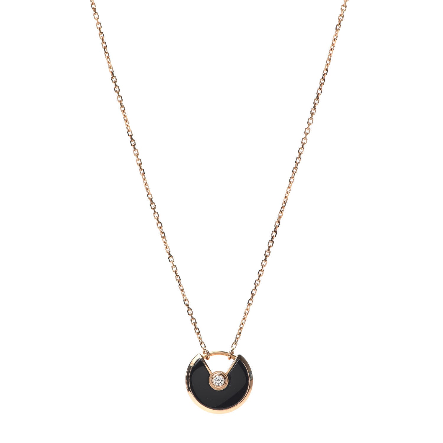 Cartier 18K Pink Gold Diamond Black Onyx XS Amulette de Cartier Pendant Necklace 1 of 5
