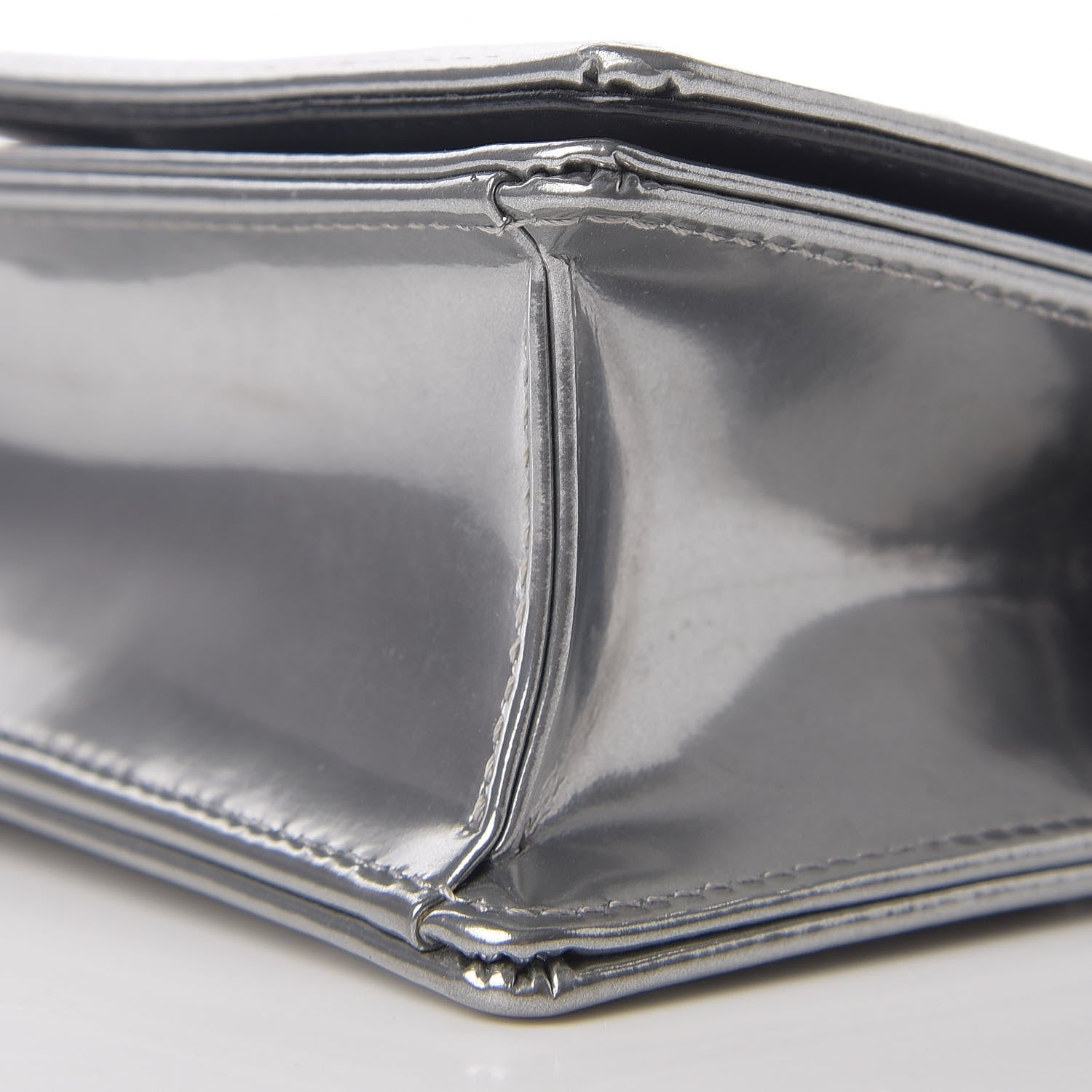 Christian Dior Metallic Patent Micro-Cannage Baby Diorama Flap Bag Silver 7 of 9