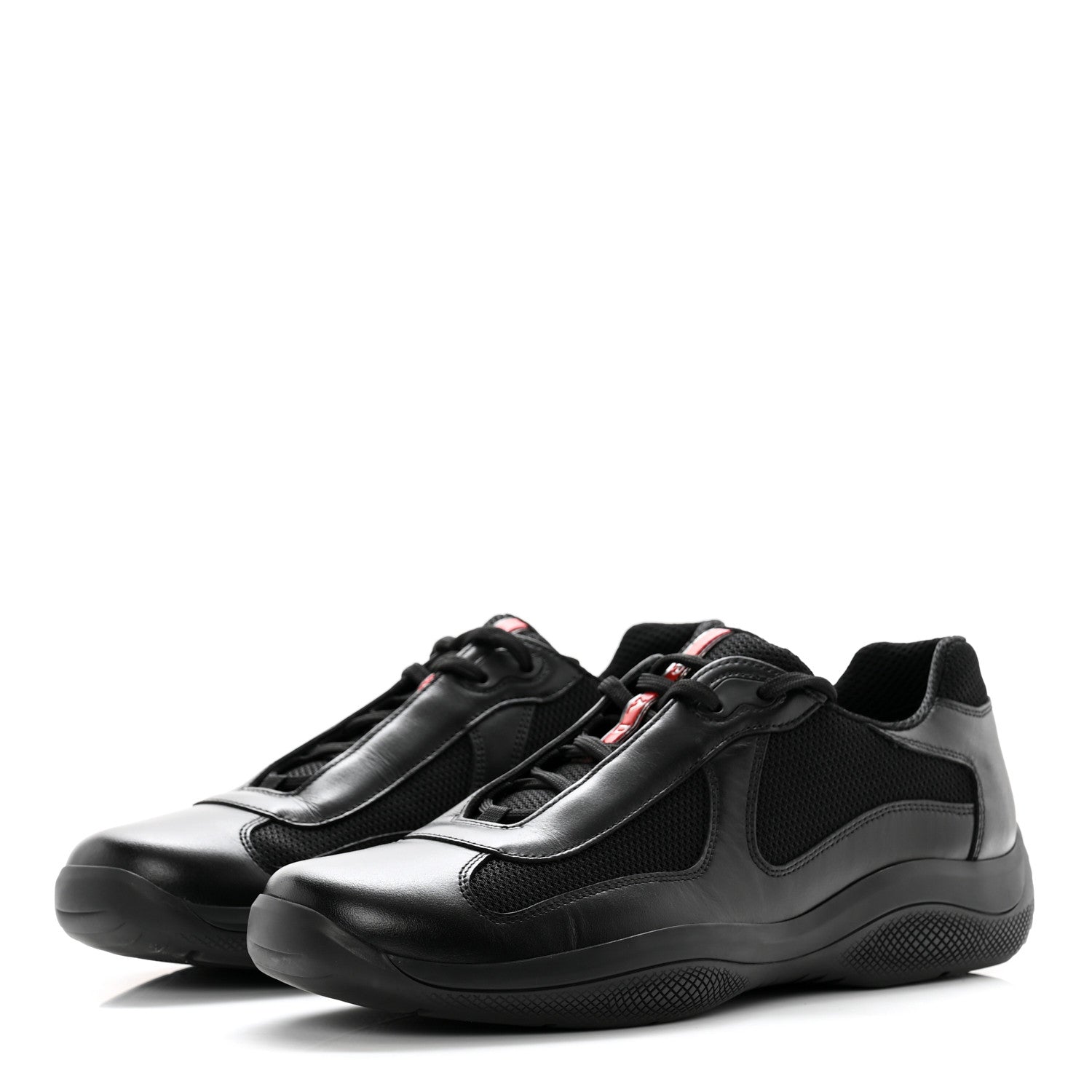 Prada Calfskin Mesh Neoprene America’s Cup Sneakers 9 Black 3 of 13