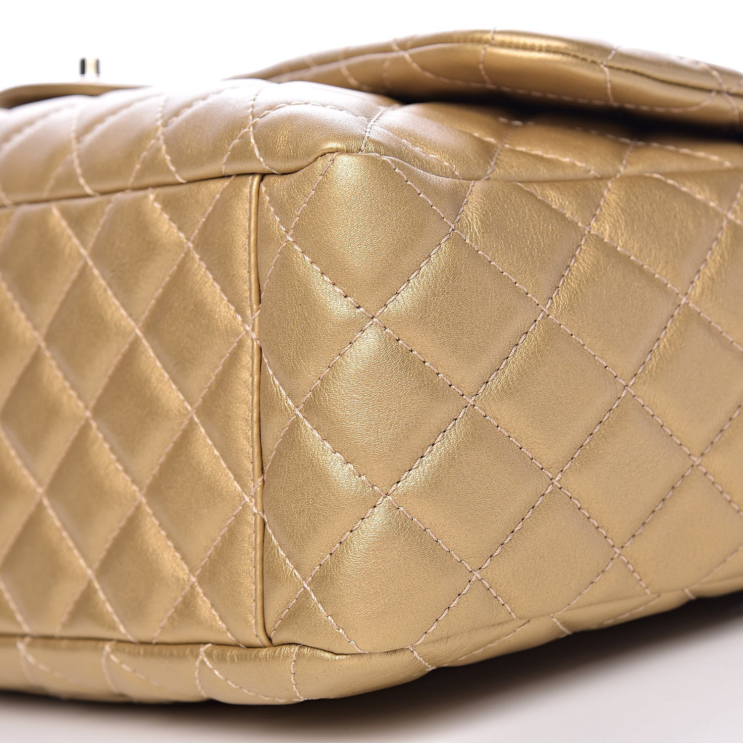 Chanel Metallic Calfskin Quilted Small XXL Travel Flap Bag Gold 9 of 10