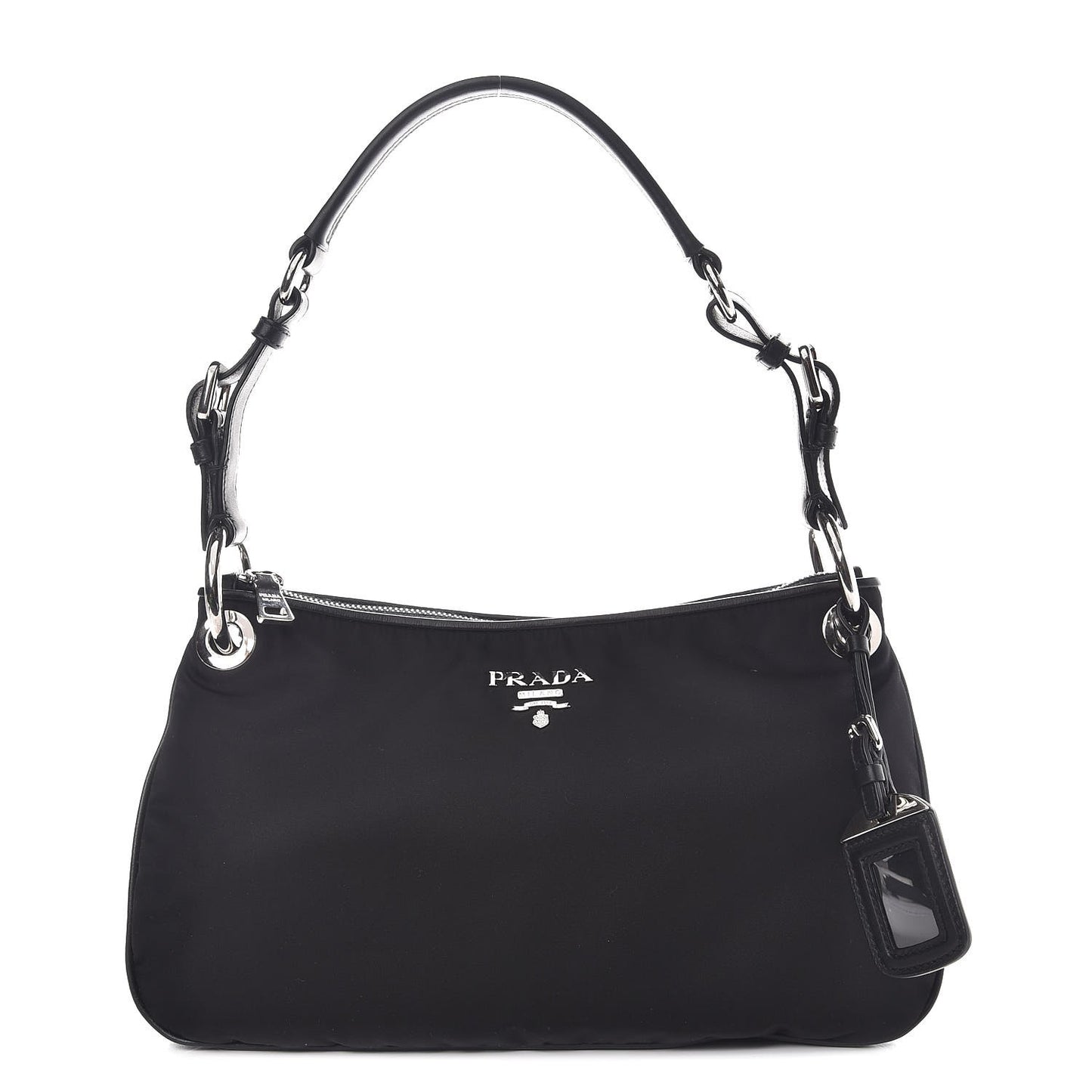 Tessuto Nylon Soft Calfskin Shoulder Bag Nero Black