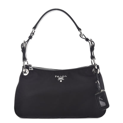 Prada Tessuto Nylon Soft Calfskin Shoulder Bag Nero Black 1 of 7