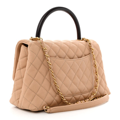 Chanel Caviar Lizard Embossed Quilted Small Coco Handle Flap Beige 3 of 11