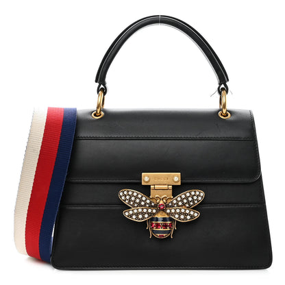 Gucci Calfskin Sylvie Web Small Queen Margaret Top Handle Bag Black 1 of 13