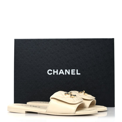 Chanel Lambskin Quilted Turnlock Flat Mules 35.5 Ivory 10 of 10