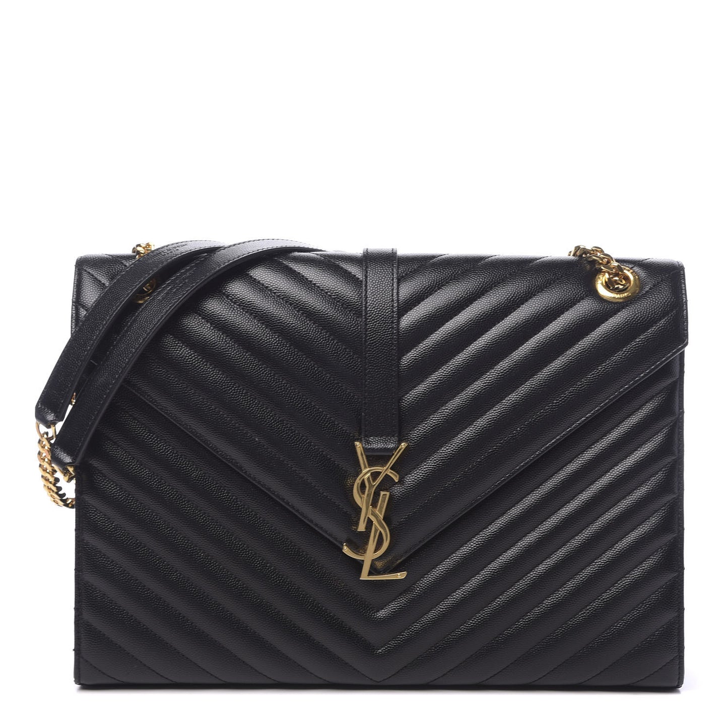 Grain De Poudre Matelasse Chevron Large Monogram Satchel Black