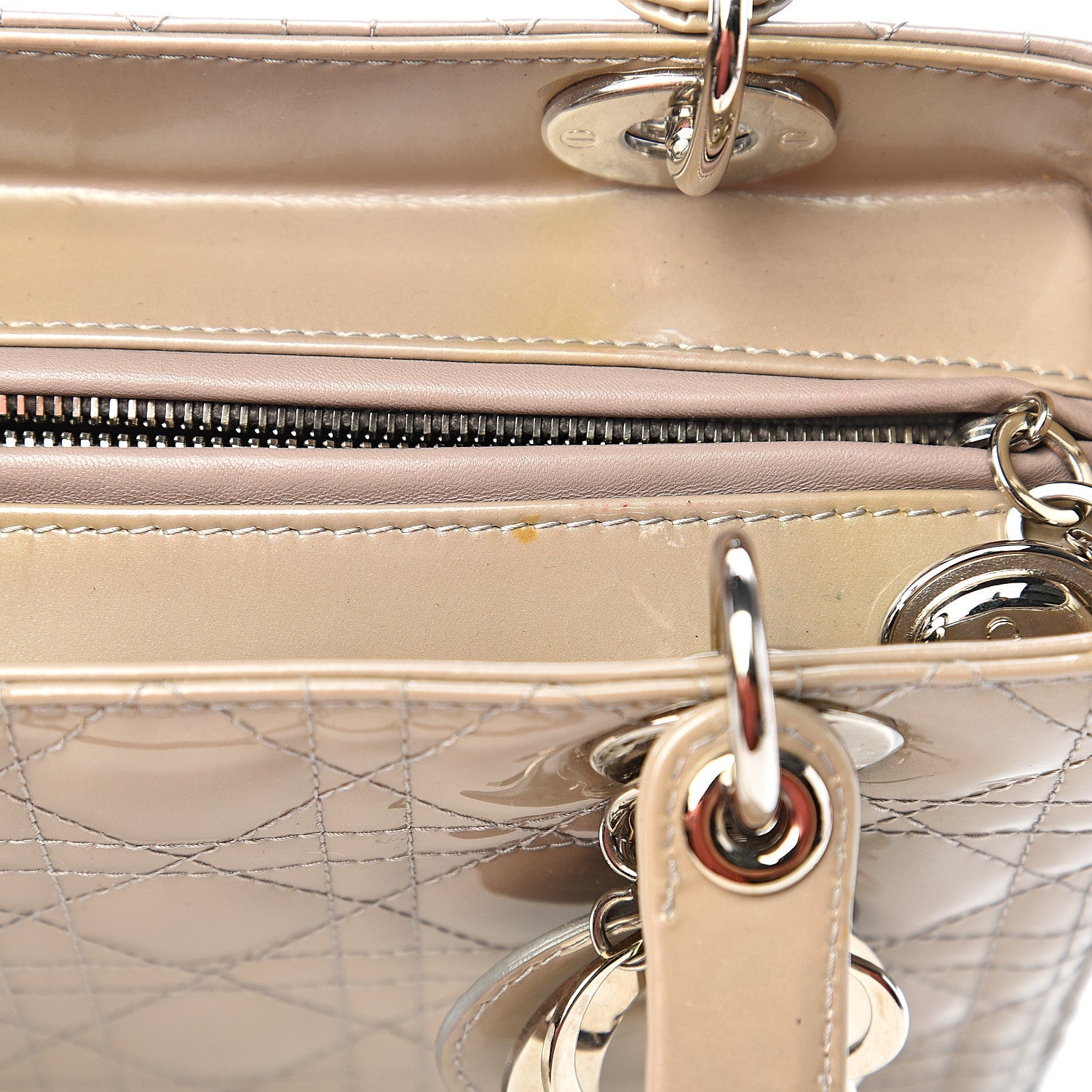 Christian Dior Pearlized Patent Cannage Medium Lady Dior Grey 10 of 17