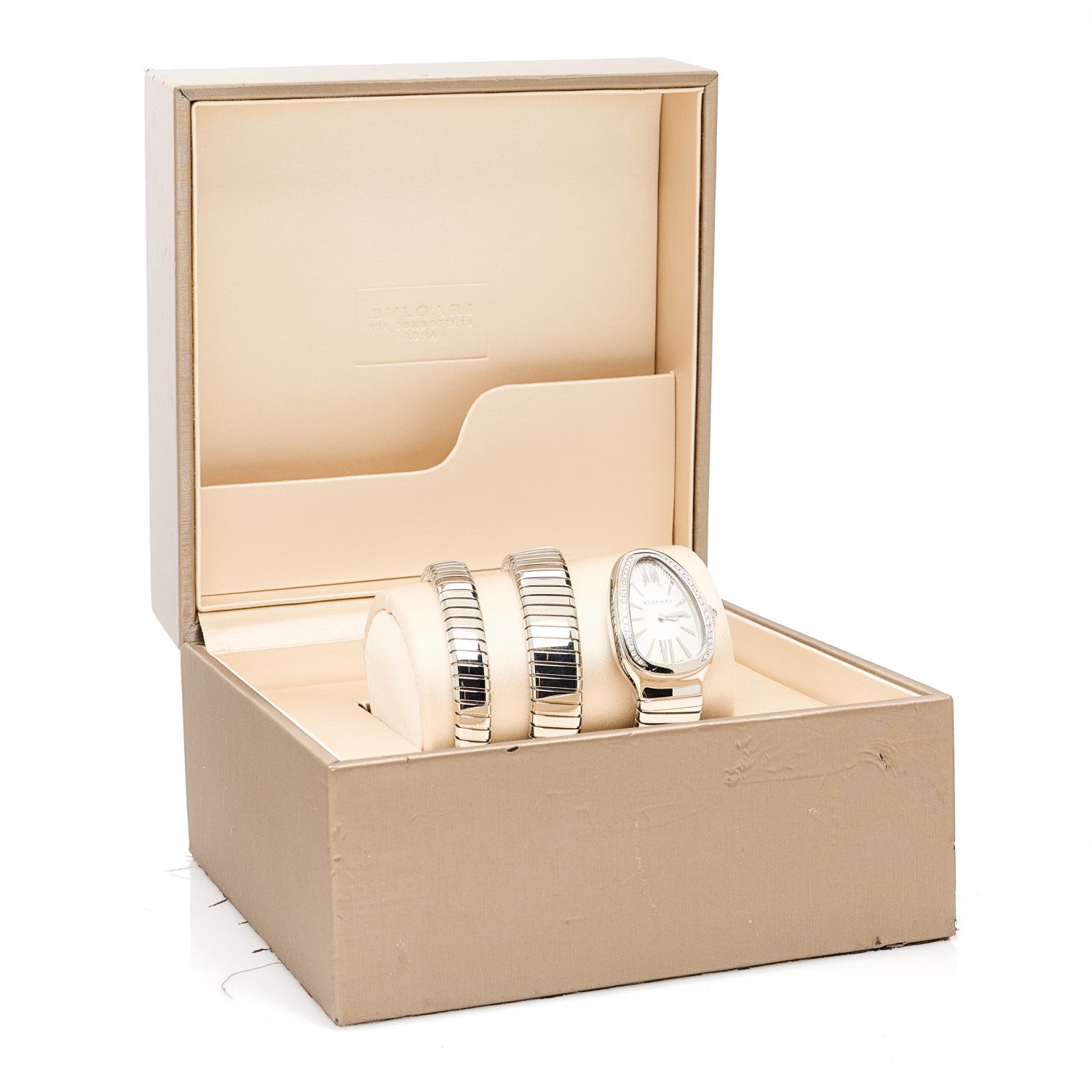 Bulgari Stainless Steel Diamond Bezel 35mm Serpenti Tubogas Double Spiral Quartz Watch 5 of 5