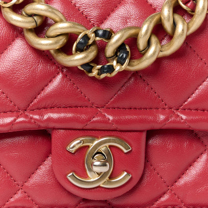 Chanel Lambskin Quilted Small Chain Link Flap Bag Red 9 of 13