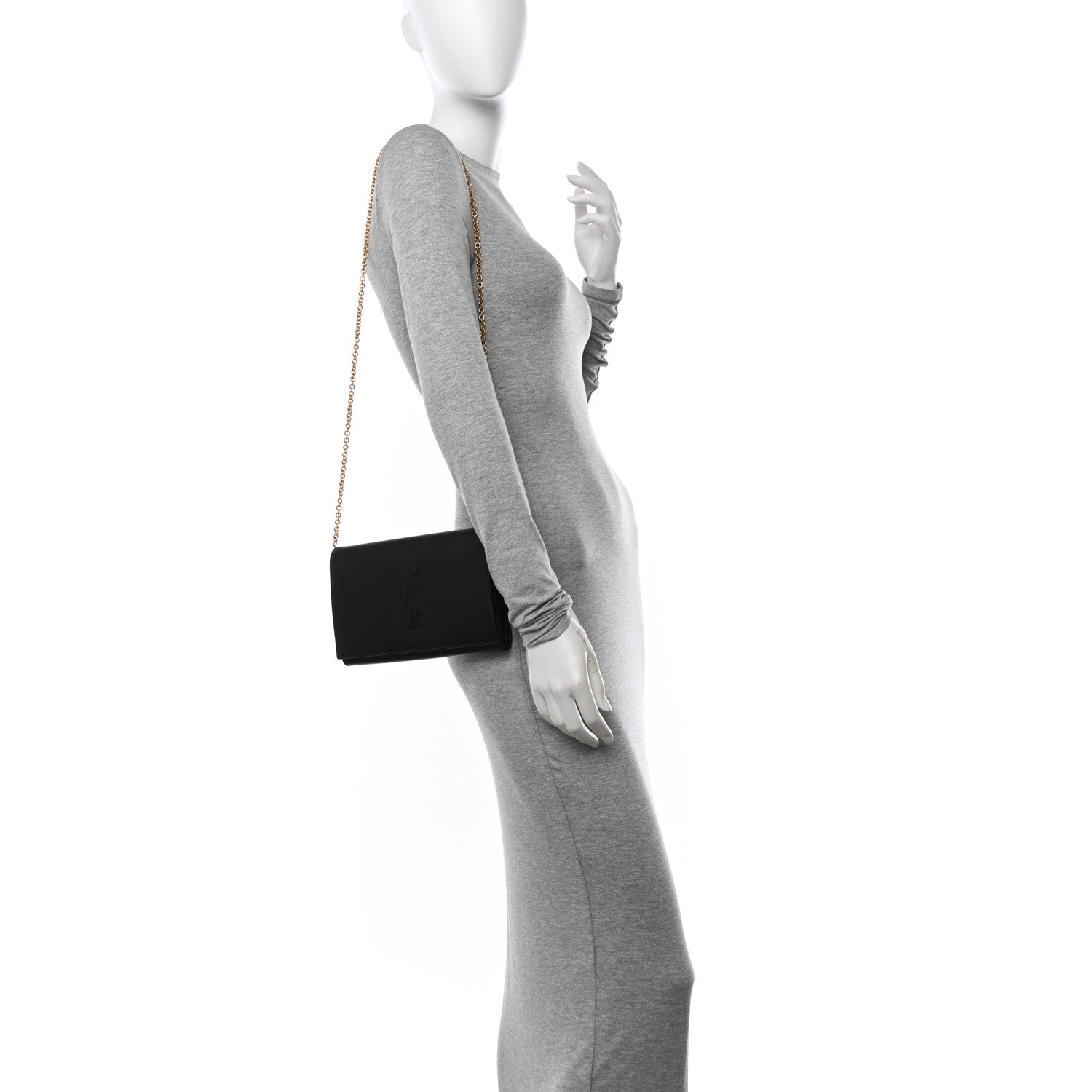 Saint Laurent Calfskin Monogram Belle de Jour Chain Clutch Black 2 of 14