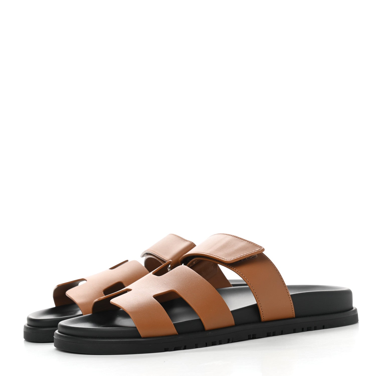 Hermes Calfskin Womens Chypre Sandals 39.5 Gold 3 of 10